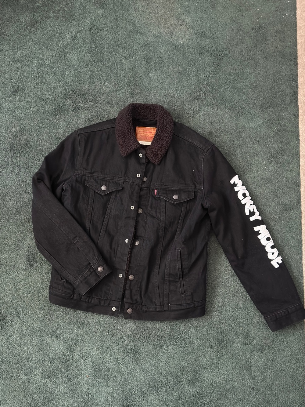 Levi's Black Denim Kids Jacket with Mickey Mouse Back Graphic - Picture 2 of 6